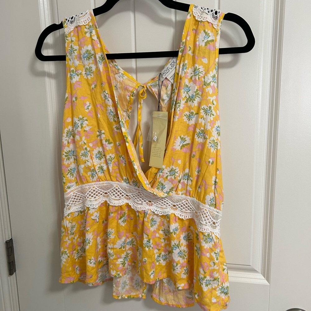 NWT Rachel Zoe Yellow Floral Lace Blouse
4